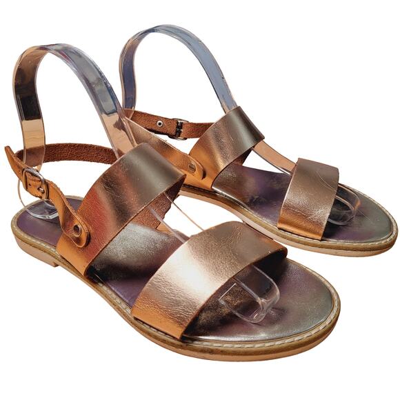 GES Rose Gold Leather Strappy Handmade Sandals Made in Greece EU Size 37 - Picture 2 of 10